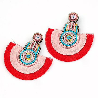 Sehuoran Statement Earrings Tassel Boho Ethnic 2019 Hot Colorful Dangle Drop Earrings Beads  INS Trendy Wedding Jewelry