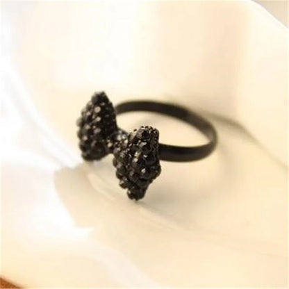 Cute Bow Knot Ring Black Adjustable Rings For Women Fashion Wedding Engagement Jewelry New Fashion Accessories