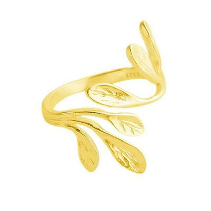 BFCLUB  Silver Color Korean Fashion INS Olive Leaf Ring Female Minimalist Trend Unique Design Open Ring Handmade Jewelry