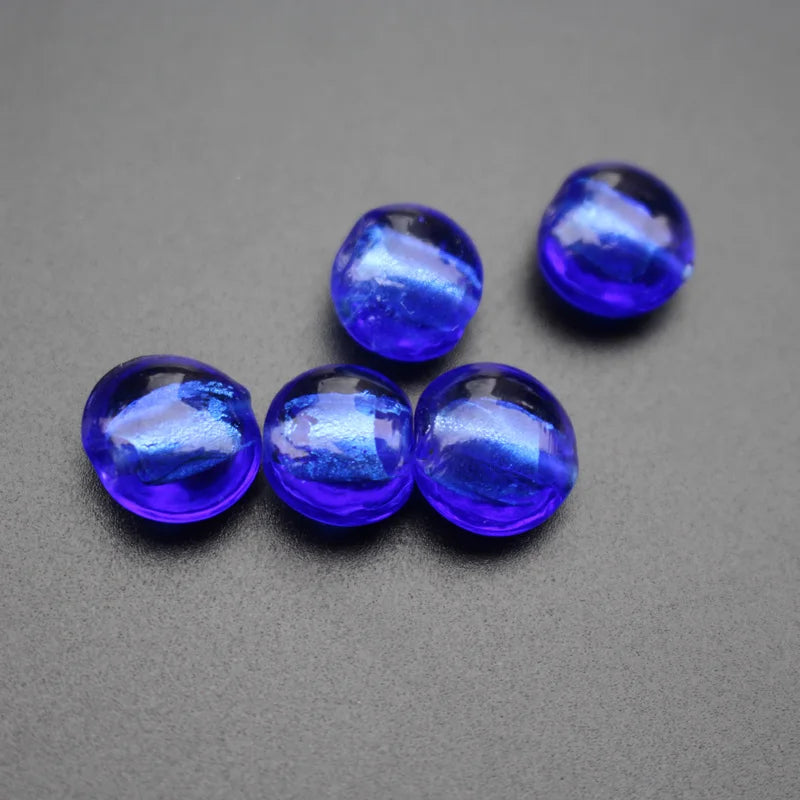 10Pieces /lot 12mm Lampwork glass beads Round Flat Foiled Multi-Color  for jewelry &DIY Craft