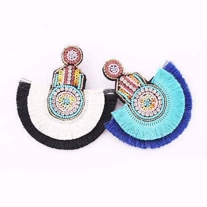 Sehuoran Statement Earrings Tassel Boho Ethnic 2019 Hot Colorful Dangle Drop Earrings Beads  INS Trendy Wedding Jewelry