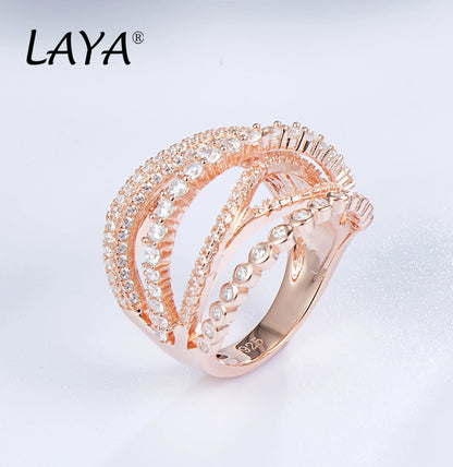 925 Sterling Silver Multi-Line AAAAA Zircon OL Style Ring For Women's Wedding  High Quality  Fashion Luxury Jewelry Gift