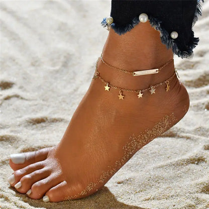 2pcs/set Anklets for Women Foot Accessories Summer Beach Barefoot Sandals Bracelet ankle on the leg Female Ankle