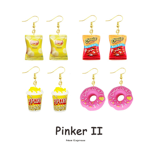 Earrings Women Drop Custom Made Handmade Cute Girls Gift Eardrop Funny French Fries Cheese Chips Foods Wholesale