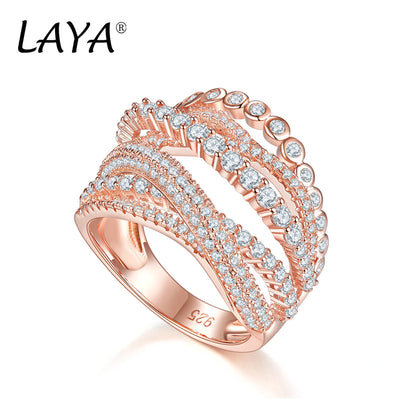 925 Sterling Silver Multi-Line AAAAA Zircon OL Style Ring For Women's Wedding  High Quality  Fashion Luxury Jewelry Gift