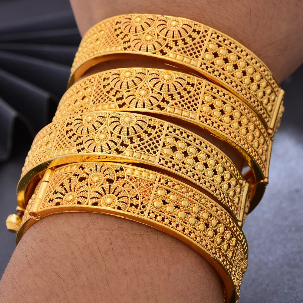 Luxury Indian Dubai Gold Color Bangles For Women Girls Dubai Wedding Bridal Bangles&Bracelet Bijoux français Jewellry For Women