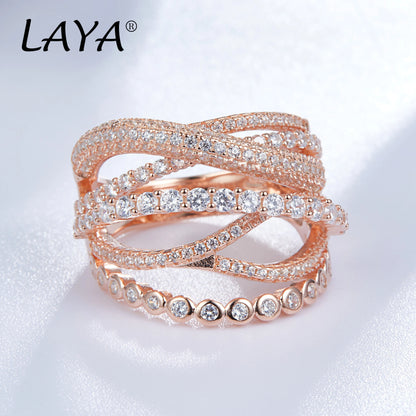 925 Sterling Silver Multi-Line AAAAA Zircon OL Style Ring For Women's Wedding  High Quality  Fashion Luxury Jewelry Gift