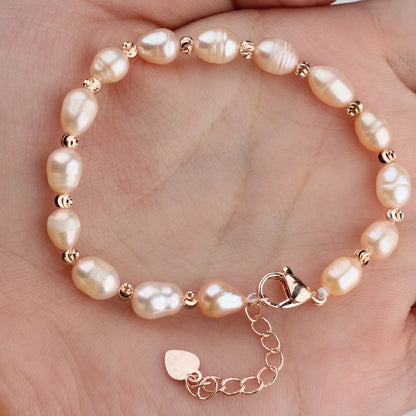 Natural freshwater pearl bracelet Real Pearl Bracelet Female Adjustable Rice Beads Bracelet For Girl Birthday Present