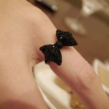 Cute Bow Knot Ring Black Adjustable Rings For Women Fashion Wedding Engagement Jewelry New Fashion Accessories