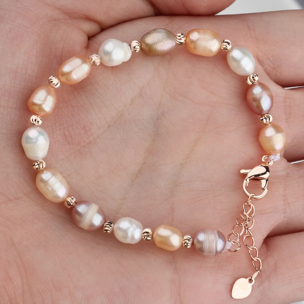 Natural freshwater pearl bracelet Real Pearl Bracelet Female Adjustable Rice Beads Bracelet For Girl Birthday Present