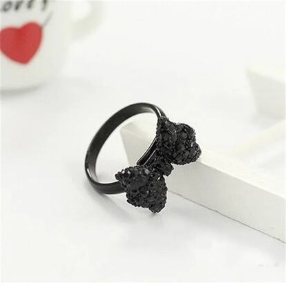 Cute Bow Knot Ring Black Adjustable Rings For Women Fashion Wedding Engagement Jewelry New Fashion Accessories