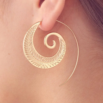 HuaTang Trendy Gold Silver Color Round Spiral Earrings For Women Brincos Earings Oorbellen Hoop Earrings Pendientes 4200