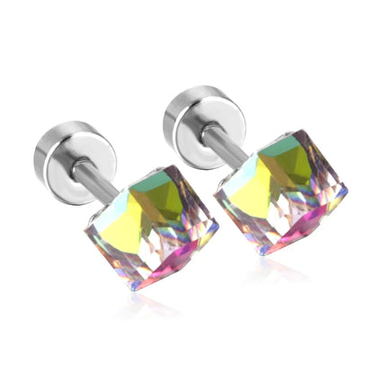 LUXUKISSKIDS Original Crystal Earrings Stud Stainless Steel Screw Pack For Women/Kids Korean Fashion Jewelry Festival Earings