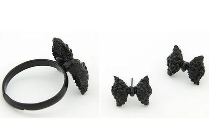 Cute Bow Knot Ring Black Adjustable Rings For Women Fashion Wedding Engagement Jewelry New Fashion Accessories