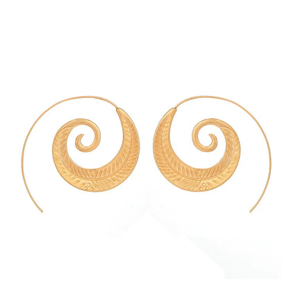 HuaTang Trendy Gold Silver Color Round Spiral Earrings For Women Brincos Earings Oorbellen Hoop Earrings Pendientes 4200