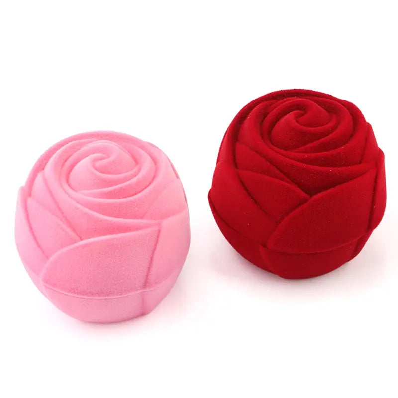 1 Piece Pink/Red Rose Flower jewelry Box Velvet wedding Ring box Necklace Display Box Gift Container Case for Jewelry Packaging