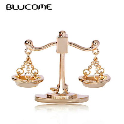 Blucome Trendy Balance Brooch Gold Color Jewelry For Women's Children Clothing Backpack Scarf Suit Pins Constellation Badge Gift