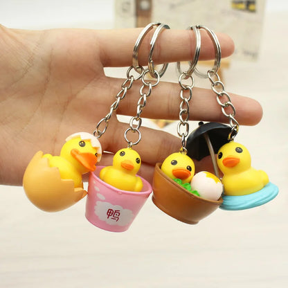 Cute Girls Rubber Duck Keychain For Women Anime Eggshell and Duckling Key Chain On Bag Car Trinket Jewelry Party Birthday Gift