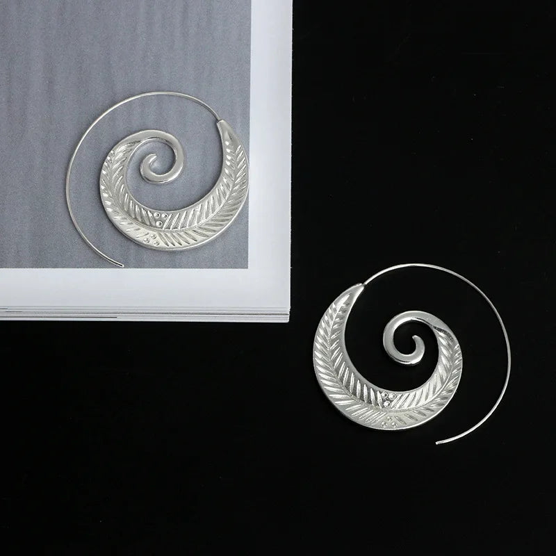 HuaTang Trendy Gold Silver Color Round Spiral Earrings For Women Brincos Earings Oorbellen Hoop Earrings Pendientes 4200