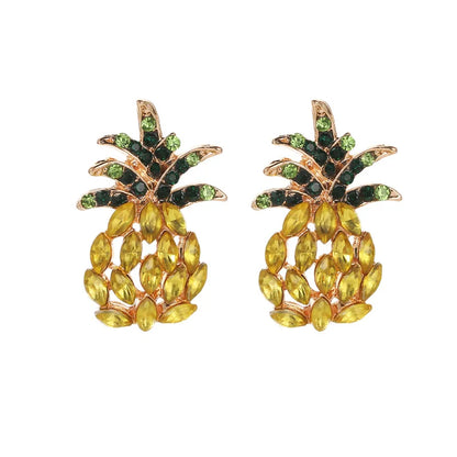 Pineapple Crystal Earrings for Women Hot Sale Boho Rhinestone Statement Drop Dangle  Earring Fashion Jewelry Bijoux