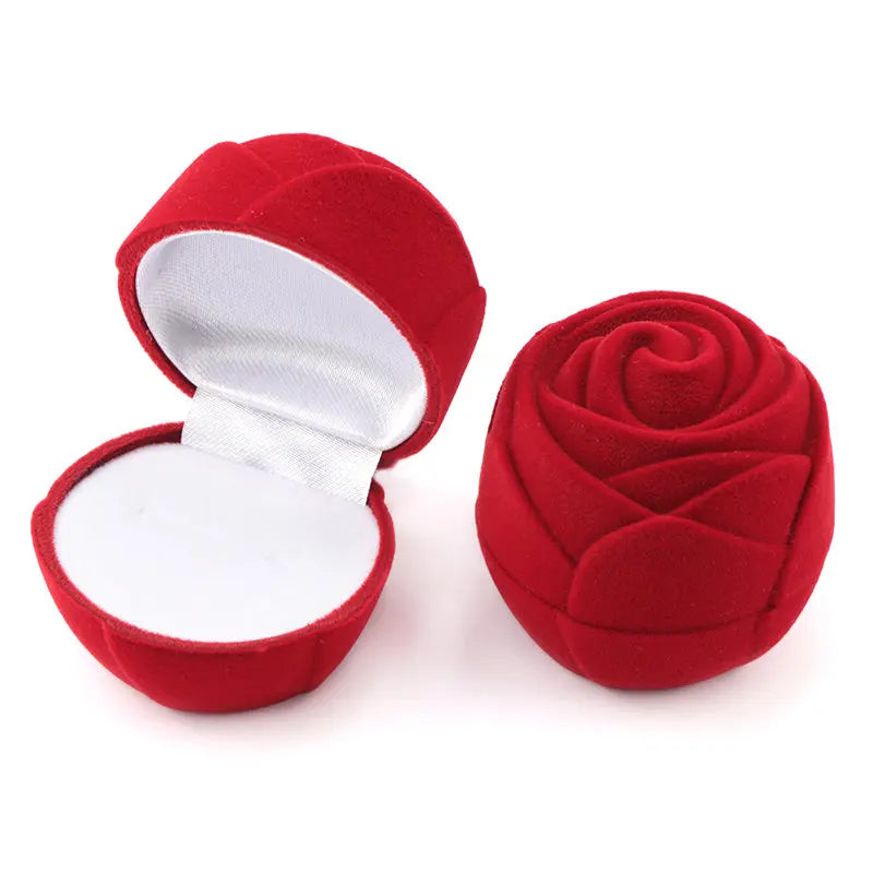 1 Piece Pink/Red Rose Flower jewelry Box Velvet wedding Ring box Necklace Display Box Gift Container Case for Jewelry Packaging