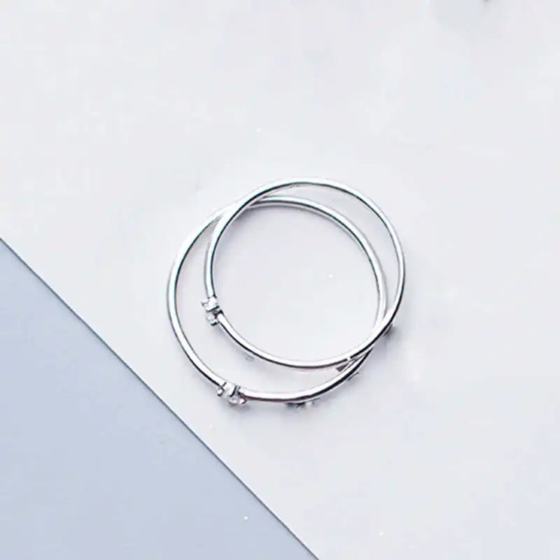 SOFTPIG Real 925 Sterling Silver Zircon Geometric Ring For Fashion Women Party Cute Fine Jewelry Minimalist Accessories Gift