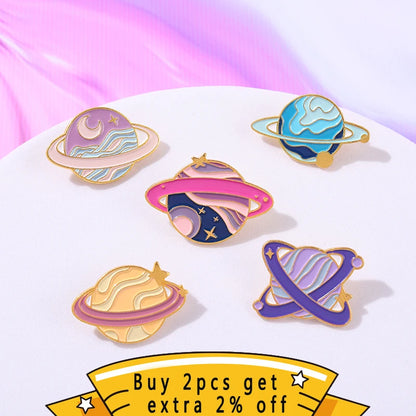 Star Sky Galaxy Collection Enamel Pins Romantic Space Planet Metal Cartoon Badge Bag Hat Lapel Women Jewelry Kid Astronaut Gifts