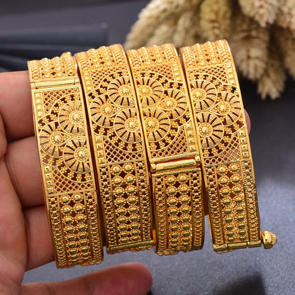 Luxury Indian Dubai Gold Color Bangles For Women Girls Dubai Wedding Bridal Bangles&Bracelet Bijoux français Jewellry For Women