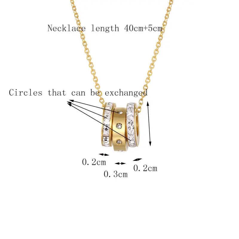 Small And Exquisite Three Zircon Circle Pendant Necklaces For Women High Quality Stainless Steel Love Necklace Birthday Gift