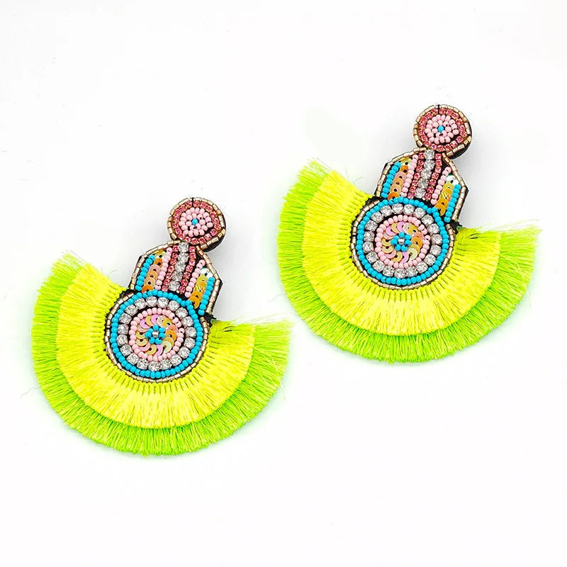 Sehuoran Statement Earrings Tassel Boho Ethnic 2019 Hot Colorful Dangle Drop Earrings Beads  INS Trendy Wedding Jewelry