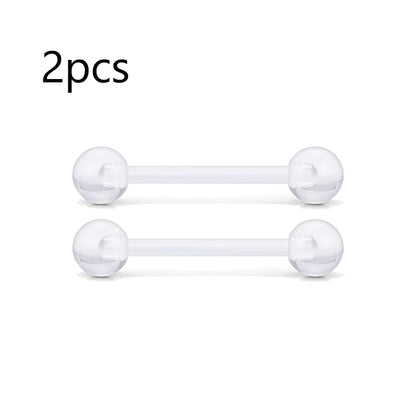 2pcs Clear Bioflex Flexible Acrylic Straight Tongue Rings Barbells Nipple Ring Retainer Piercing 12mm 14mm 16mm 18mm