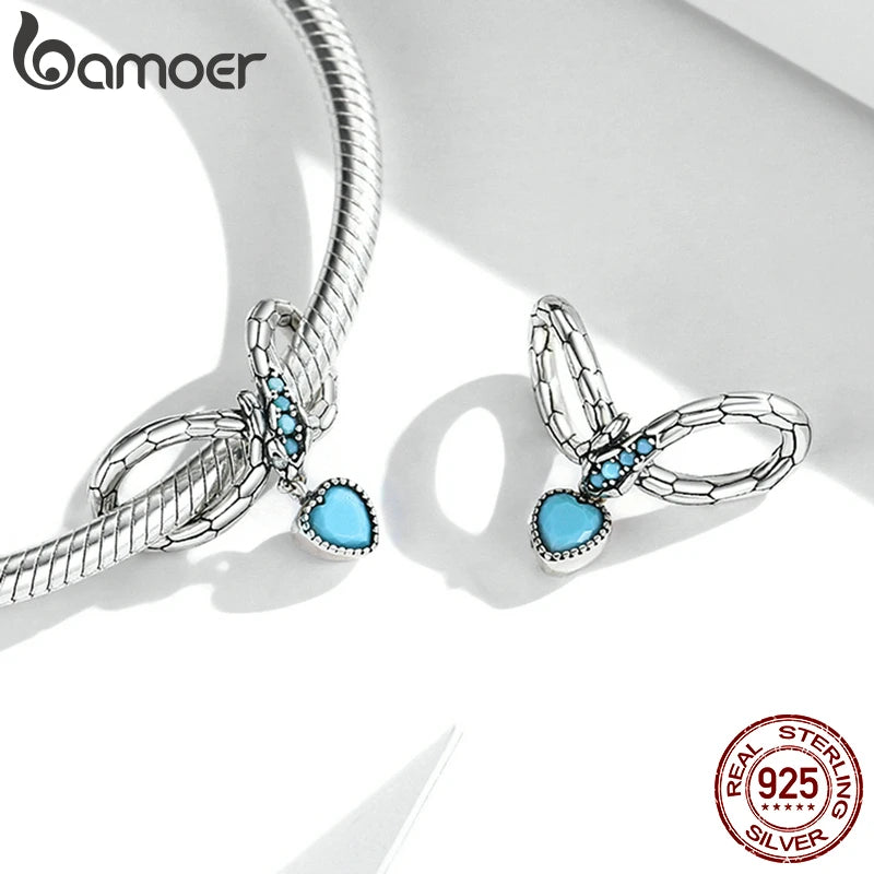 BAMOER Authentic 925 Sterling Silver Bohemian Dream Catcher Pendant Dragonfly Charm fit Bracelet & Necklace DIY Jewelry Making