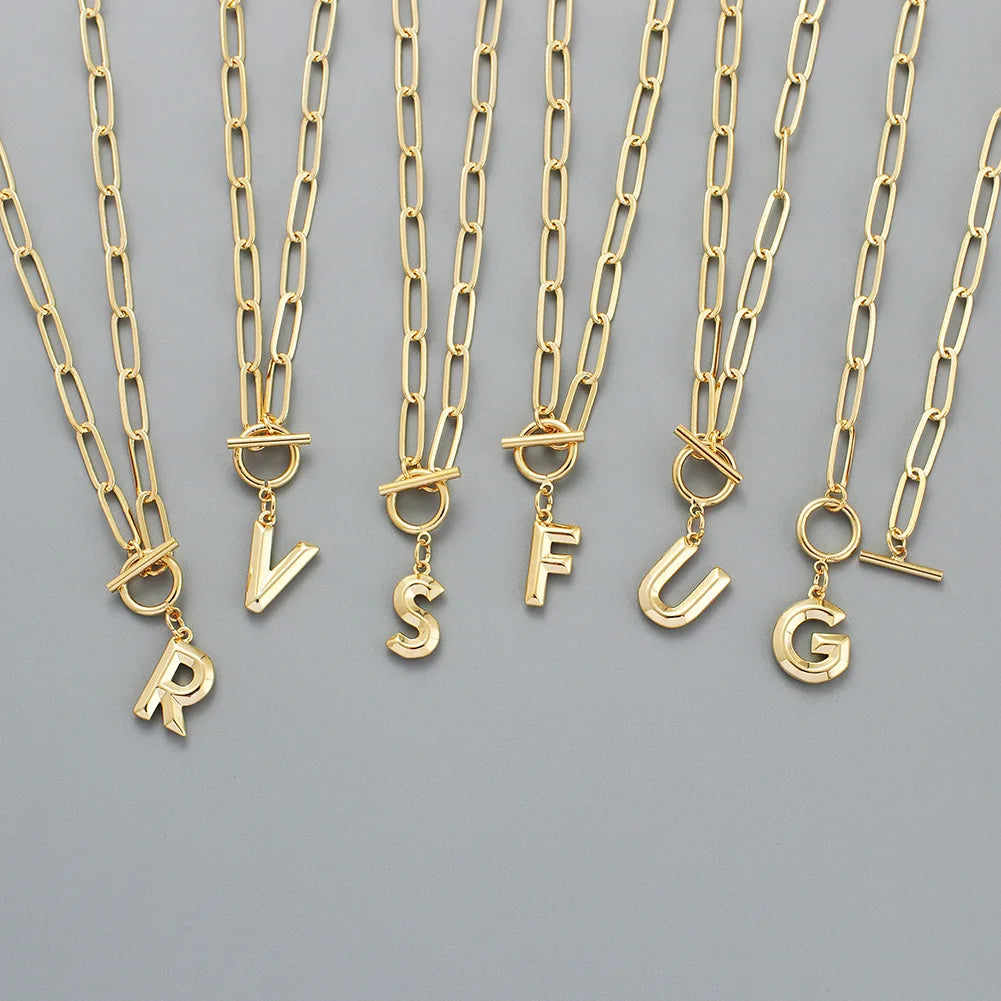 18K Tarnish Free Stainless Steel Chunky Alphabet Balloon Bubble Initial Letter Pendant Necklace for Women Men Fashion Jewelry