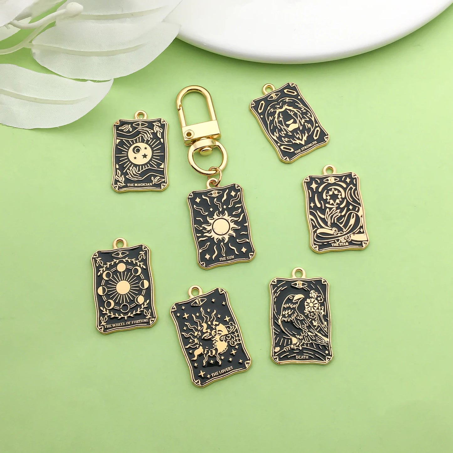 10pcs 18*28mm Enamel Black Tarot Card Charms Alloy Metal Pendants For DIY Bracelet Necklace And Jewelry Making Accessories