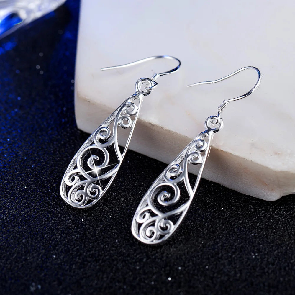 Charms 925 Sterling Silver Pretty drop shape Earrings for Women Christmas Gifts fashion wedding party noble Jewelry