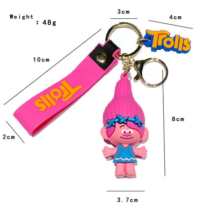 Anime Trolls Keychain Cute Trolls World Tour Figure Doll Keyring Couple Bag Pendent Car Ornaments Key Accessories Kids Toy Gift