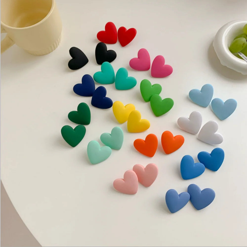 FishSheep Cute Korean Heart Earrings New Trend Boho Acrylic Geometric Love Heart Stud Earrings Fashion Jewelry For Women 2022