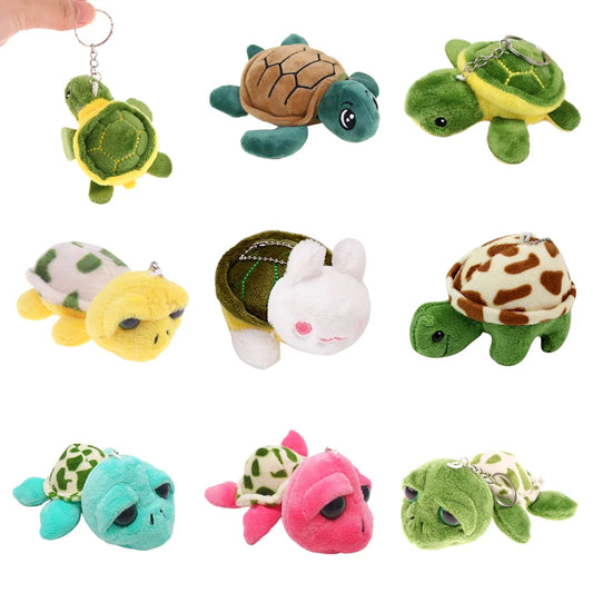 8/10cm Cute Cartoon Mini Turtle Doll Keychain Pendant Girl Woman Bag Doll Plush Toy Key Ring Jewelry Small Gift