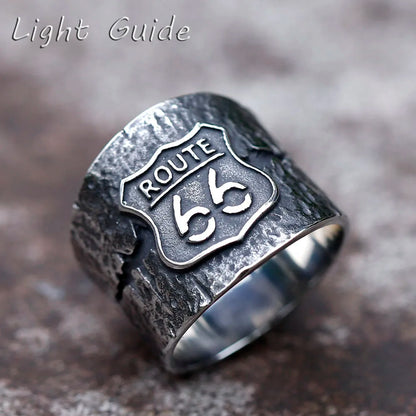 2022 NEW Men's 316L stainless-steel rings Vintage Highway 66 RING for teens punk fashion Jewelry Gift free shipping