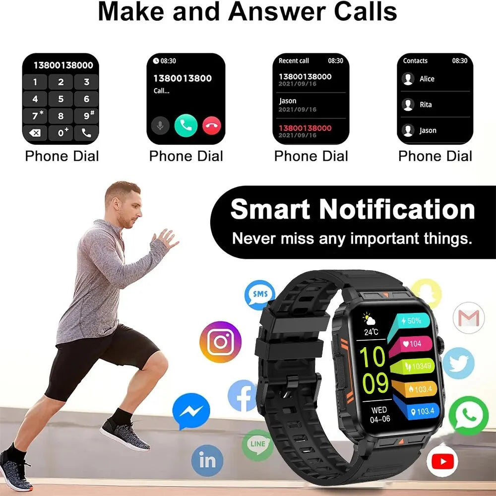 LEMFO 1.95 Outdoor Military Smart Watch Men Bluetooth Call Smartwatch 100+ Sport Modes Fitness Watches For Android IOS