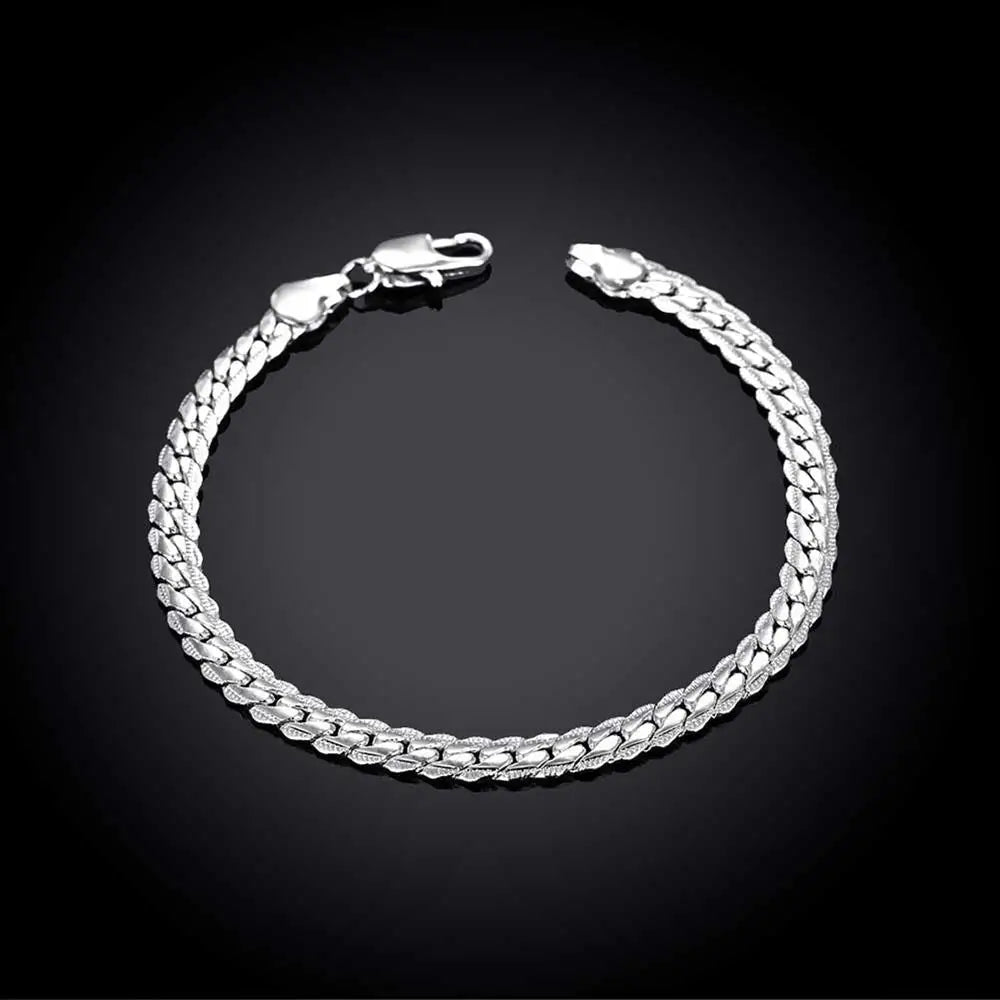 Classic charms 5MM sideways chain 925 sterling silver Bracelets for man women Luxury Fashion jewelry Wedding party gifts