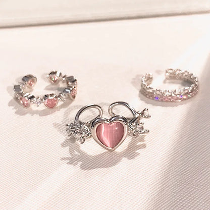 2023 Fashion Heart Vintage Love Rings for Women INS Punk Gothic Open Geometric Finger Rings Wedding Party Trendy Girls Jewelry