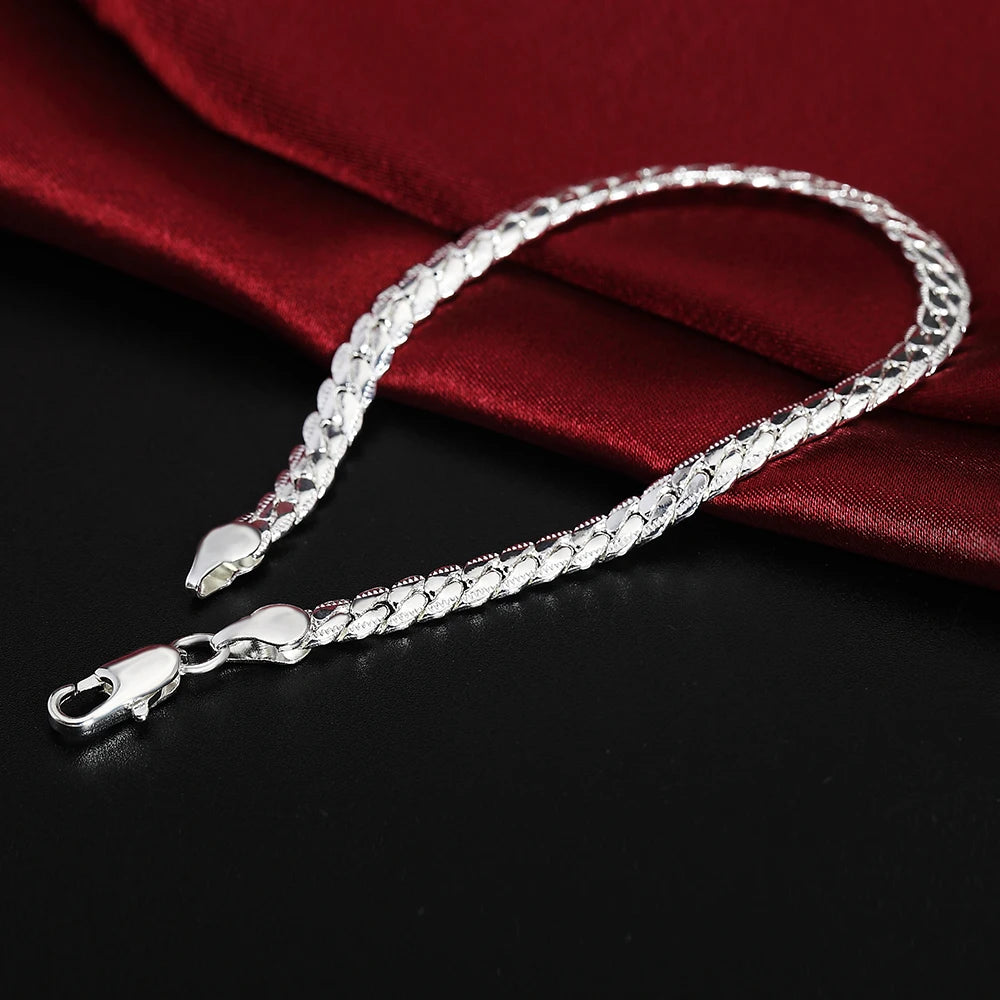 Classic charms 5MM sideways chain 925 sterling silver Bracelets for man women Luxury Fashion jewelry Wedding party gifts