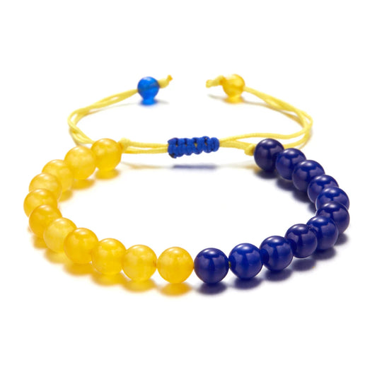 Ukrainian Beads Energy Bracelets For Women Men Ukraine Country Flag Yellow Blue Wristband Natural Stone Braided Bangle Jewelry