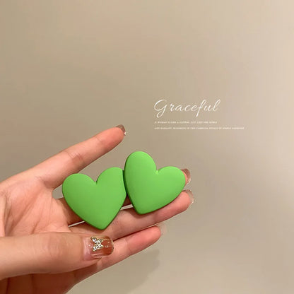 FishSheep Cute Korean Heart Earrings New Trend Boho Acrylic Geometric Love Heart Stud Earrings Fashion Jewelry For Women 2022