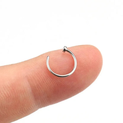 2/6Pcs Fake Nose Rings for Women, 316L Stainless Steel Lip Rings Labret Ring Nostril Hoop Piercing Studs Nose Piercing Jewelry