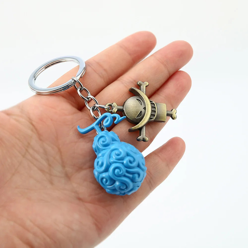 Fashion KeyChain Devil Fruit Figure Hat Chaveiro Pendant Key Chains Metal Trinket anime Cosplay Llaveros Jewelry Gift