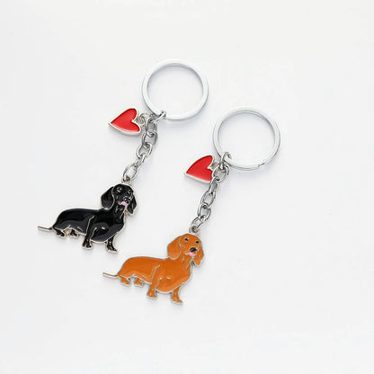 Cute Dachshund Key Chains heart-shaped Charm Accessories Pet Dog Animal Jewelry Women Bag Car Fashion Gift KeyRing Pendant