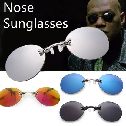 Clip On Nose Glasses Matrix Morpheus Sunglasses Round Rimless Clip-On Driving Glasses Vintage Men Eyeglasses UV400