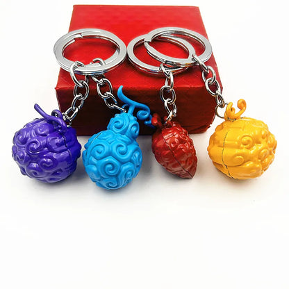 Fashion KeyChain Devil Fruit Figure Hat Chaveiro Pendant Key Chains Metal Trinket anime Cosplay Llaveros Jewelry Gift